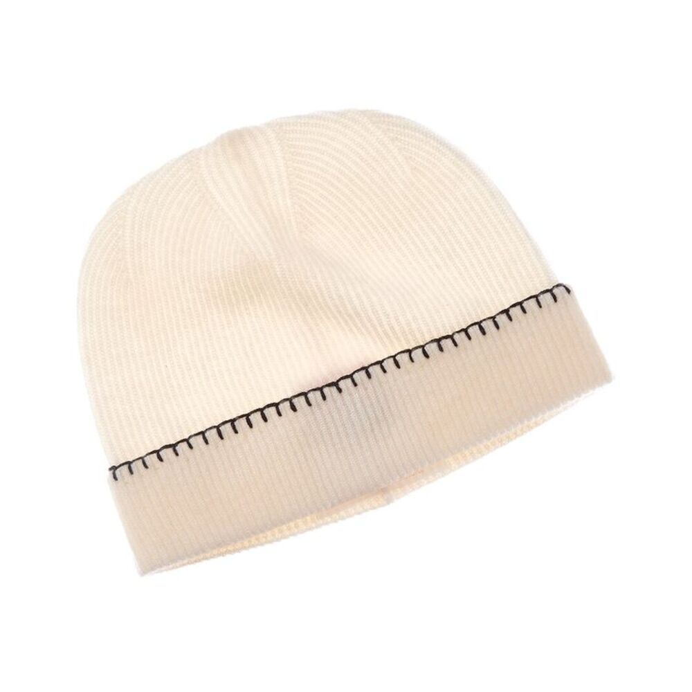 Brodie Cashmere Whipstitch Cashmere Beanie, White